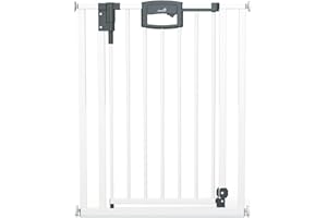 Geuther 4791+ Tablier de pied Easylock Plus Ajustement: 68 cm - 76 cm Certifié TÜV/GS Barrière de sécurité pour escaliers Sans percer Barrière pour bébés Ouverture des deux côtés Blanc