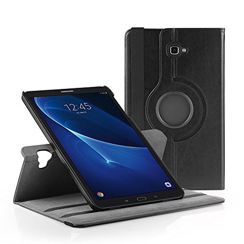 EasyAcc Samsung Galaxy Tab A 10.1 Hülle 360 Grad Drehung Schutzhülle Flip Case Book Cover lederhülle für Samsung Tab A 10.1 2016 T580N/ T585N mit Standfunktion / Auto Sleep - PU Leder, Schwarz, Protector (Schwarz - 360 Grad Drehung)