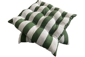 REINO MANSIDI Pack de 2 Cojines para Sillas Acolchados de Rayas 40 x 40 cm, Relleno de Algodón 5cm de Altura, Cojin de Silla Ideal para la Decoracion de Terrazas, Comedor y Jardines (Verde)