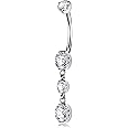 OUFER Body Piercing Internally Titanium Belly Bars 16mm Belly Button Bars 14G Navel Bars Extra Long Navel Piercing Jewellery Dangle Belly Button Ring