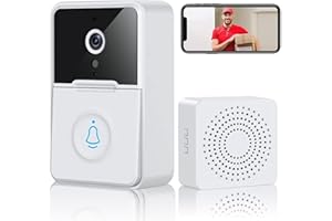 Bascet Wireless Video Doorbell WiFi Smart Wireless Video Doorbell Camera with Two-way Audio Night Vision Smart Remote Video Doorbell with App Control Auto Cloud Storage for Home Security vrz (B)