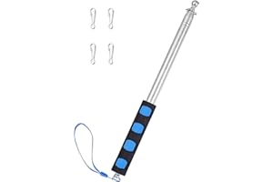 Difounmas 2m Teleskop Fahnenmast Set,Handheld teleskop fahnenmast, Teleskopstab Fahnenstange Ausziehbar mit 4 Stücke Karabinerhaken,für Reiseleiter Camping Lehrer Ausflüge Wettbewerbe (Blau)