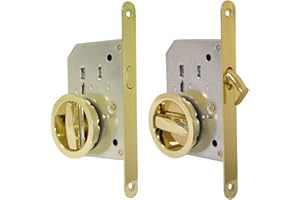 BricoShopping set MANIGLIE per PORTA interna in legno A SCOMPARSA SCORREVOLE KIT con SERRATURA ad INCASSO GANCIO chiave e nottolino cieca rotonda bocchetta oro (Tondo C/Serratura, Oro)