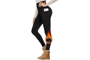 Gayhay Thermo Leggings Damen Winter Mit Taschen, Gefütterte Thermohose High Waist Hose Warm Blickdicht Strumpfhose Für Sport