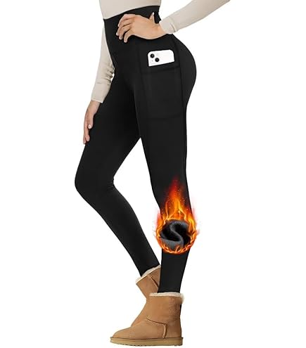 Nuqqichongtian Thermo Leggings Damen - Winter Gefüttert, High Waist Für Sport & Freizeit