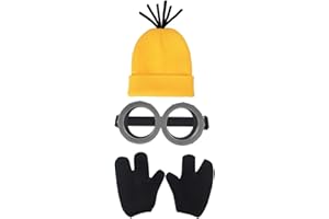 ATAYOU Adults Halloween Cosplay Accessories for Men Costume with Yellow Beanie, Goggles and Three-Fingered Gloves