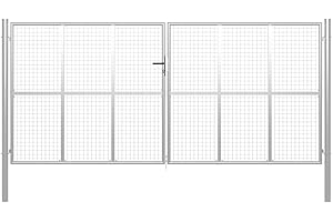 vidaXL Puerta de jardín de Acero galvanizado, 415 x 200 cm, Color Plata