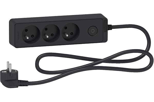 Schneider - Bloc multiprises 3 Prises 2P+T 1,5m - Anthracite