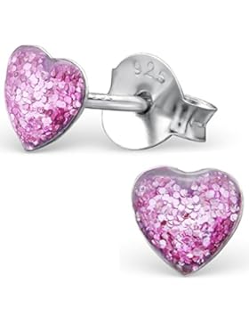 JAYARE Kinder-Ohrstecker Herz 925 Sterling Silber 5 x 5 mm rosa pink Ohrringe