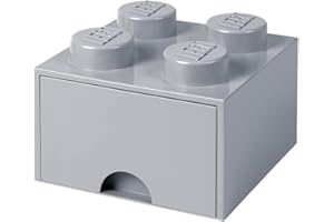 ‎ROOM COPENHAGEN LEGO 4005 Brick 4 Knöpfe, 1 Schublade, stapelbar Aufbewahrungsbox, 4,7 l, grau, Plastik, Legion/M. Stone Grey, 25 x 25 x 18 cm
