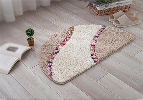 XIAOMEIXI Semicircle Floor Mats Ultra Soft Non-Slip Breathable Anti-static Bedroom Sitting-room Kitchen Kids Room Unique Home Rug Pad , beige , 40*60cm