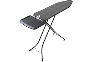 Brabantia - Table à Repasser Taille B - pour Centrale Vapeur - Planche a Repasser - Support Métallique Extra Large - Plateau Extra-Stable - Ne Glisse Pas - Denim Black - 124 x 38 cm