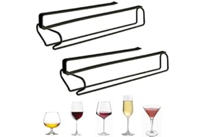 Qanye 2 Pezzi Porta Bicchieri Vino Sospeso, Portabicchieri Porta Calici, Porta Bicchiere di Vino, Supporto per Calice, Usato in Bar, Mobile da Vino, Cucina (Nero)