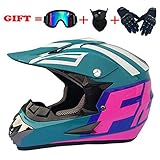 Casco de motocross para adultos: casco de ABS aerodinámico, correa de barbilla reforzada con cierre rápido ..