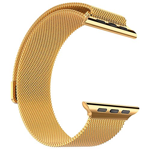 Bandmax Milanaise Uhrenarmband Ersatzarmband mit Magnetverschluss 18K Vergoldet Edelstahl Wrist Armband für 42MM Apple Watch (Gold) - 6