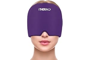 ‎I THERAU iTHERAU Migräne Maske Kopfschmerzen Maske, 360° Abdeckung Einstellbar Migräne Mütze Migraine Relief Cap, Kalt Warm Kompresse Kühlpads Gel für Kopfschmerzen, Geschwollene Augen, Nebenhöhlen