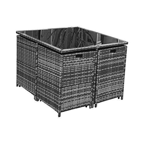 Polyrattan Lounge Gartenmöbel Set Garnitur Sitzgruppe Gartenmöbel SJ08 (Grau) - 3