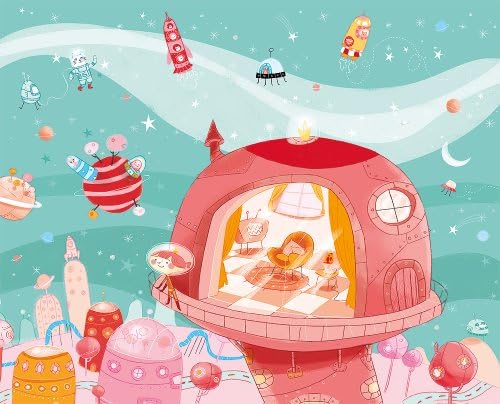 Wandpiraten 186 X 150cm Space-Age Princess Mural Wallpaper for Kids (4 Strips)