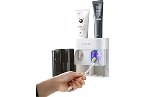 ZEEREE automatyczny dozownik pasty do zębów, uchwyt na szczoteczki do zębów, uchwyt ścienny, automatyczny dozownik pasty do zębów