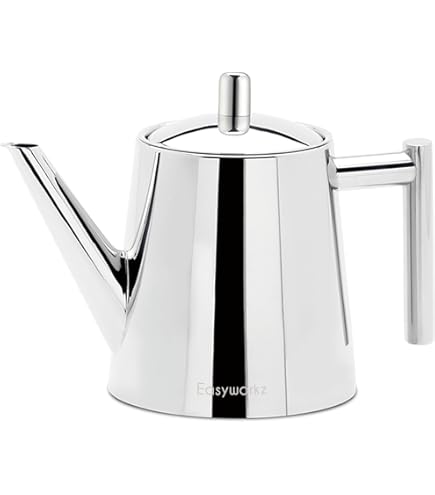 WALDWERK Teapot With Stove (1.1 L) - Stainless Steel With Infuser - Drip Free - Oak Wood Handles