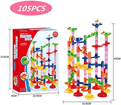 Marble Runs, Chickwin Children Puzzle Track Ball Blocks Three - Dimensional Pipeline 3D Construction Child Building Blocks Toys Creative Track Ball Building Blocks Puzzle Maze Toys Gifts (105 PCS)