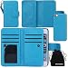Produktbild iPhone SE Case, DRUnKQUEEn Card Holder iPhone 5S 5 Case Wallet Leather Flip Case - Detachable Magnetic Hard Back Cover with Lanyard Wrist Strap for iPhoneSE iPhone5s - Blue