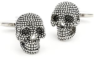 SHIPITNOW Manschettenknöpfe Piraten- oder Halloweenmotiv – originelle Manschettenknöpfe – Party-Zubehör oder Kostüm, Hemd und Jacke, Smoking, Totenkopf mit Strass, One size