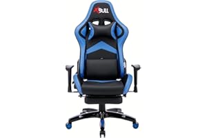 Piushopping X-Bull Sedia Gaming XL con Poggiapiedi Ergonomica da Ufficio Computer Reclinabile con Supporto Lombare Poltrona (Blu e Nera)