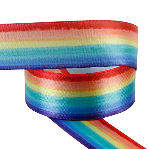 Preisvergleich Produktbild laribbons Printed Satin Band, Rainbow