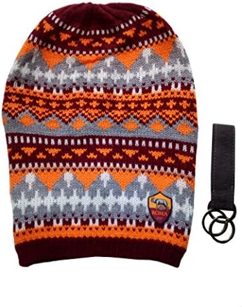 AS Roma Gift Set SKIPPER Hat Rasta Jacquard + Original Castellano 16272 Keyring