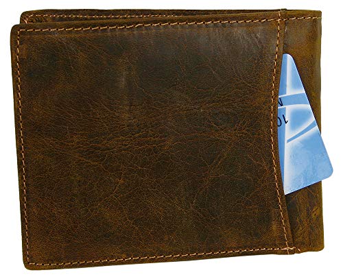 Herren Geldbörse Geldbeutel Portemonnaie Leder WILD, Farbe:Braun - 5