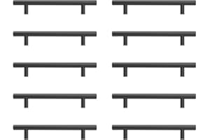 AwmnSrman Maniglie per Mobili da Cucina Maniglie Nero per Armadietti 10 Pezzi 128 mm Vernice Spray in Acciaio Inossidabile Installazione di Fori Nero