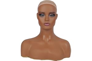 JINGFA Half Body Mannequin Head with Shoulders - Realistic Display and Styling for Wigs, Jewellery and Clothing - Durable Design for Salon, Business or Home - Easy to Care