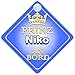 Produktbild Prinz Niko An Bord mit Krone Personalisierte Autokennzeichen Neues Baby Junge / Kind Geschenk / Präsentieren / Baby on Board / Autoschild …