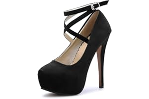 OCHENTA Women's Ankle Strap Platform Pump Party Dress High Heel