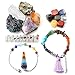 Produktbild CrystalTears 15pcs heilende Kristalle Therapie Kit 7 Chakra Tumbles, Pendel, Chakra Selenit Stick, 5 x unregelmäßige Grobe Steine, 7 Chakra Chips Steine Quaste Armband