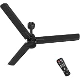 Polycab Silencio Mini DLX 1200mm 5-Star Advanced BLDC,Remote Ceiling fan for home|High Air Delivery, 25 Speed Setting, Sleep Mode, Reverse Rotation |3+1 Years WarrantyMidnight Black
