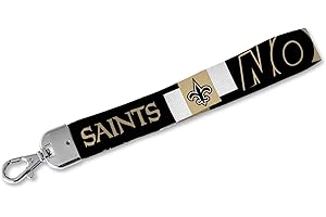 Rico Industries NFL Football New Orleans Saints - Llavero con correa de muñeca, bonito soporte para llavero para mujeres y hombres, llaves de coche, tarjetas de identificación, cartera, teléfono,