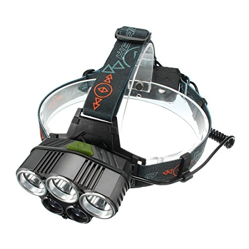 Stirnlampe , SGODDE led Kopflampe(inklusive 2 Akku), 3 x XML T6 + 2xR2 LED 18650 Kopfleuchten ideal für Nachtlese, Camping, Angeln,Abenteuer,Höhlenforschung , Bergsteigen , Klettern, Fahrrad usw - 4