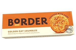 TEA HOUSE DIRECT Border Biscuit Golden Oat Crumble - Made with Rolled Oats & Natural Ingredients - Deliciously Crunchy Oat - Perfect Food Gift for Biscuit Lovers - Pack of 3 x 135g