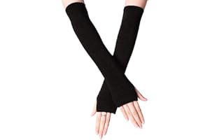 B-HOT Warmer Fingerless Gloves Stretchy Knit Thumb Hole Sun Protection Long Arm Stripe Glove