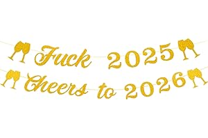 XIMINWZM 2 Pcs Happy New Year Banner, New Year's Eve Decorations 2026, Glitter New Year's Banner Party Decoration, Gold Happy New Year Bunting for News Year's Eve Party Accessories