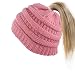 Produktbild JIALI BeanieTail BeanieTail Soft Stretch Zopfstrick Unordnung High Bun Ponytail Beanie Hat rosa Rose