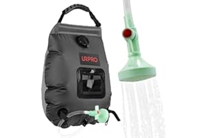 URPRO RISEPRO Solar Shower Bag, 5 gallons/20L Portable Outdoor Solar Heating Premium Camping Shower Bag Hot Water Temperature 45°C with Removable Hose Shower Head Camping Hiking Climbing Summer Shower