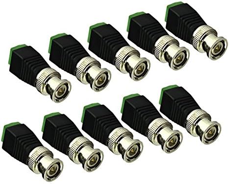 YCNK 10 Pack Coaxial Camera Vedio BNC Male Balun Connector for Coax CAT5 to CCTV