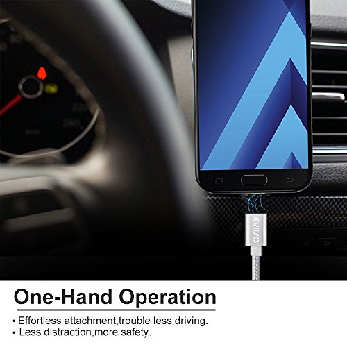 Magnetisches USB Type C kabel,-Lebenslange Garantieserie -EVIISO 1m Magnet PowerLine 2.4A Fast Charging USB C Kabel auf USB 3.0 A Ladekabel Datenkabel mit Nylongeflecht für Samsung Galaxy S8 S8 Plus,Huawei P9, P10,Nexus 5X/6P,OnePlus 3/3T und andere Type-C unterstützte Geräte (2 Pack Silber) - 6