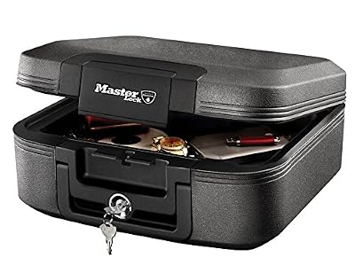 Master Lock Mallette de sécurité ignifuge et étanche avec serrure à clé. Taille M. Protection contre feu, eau, vol