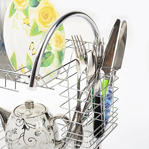 Geschirrtrockner Abtropfgestell Abtropfregal Abtropf Abtropständer Geschirrständer Regal Küche Abtropfkorb Geschirr Halterung chrom mit 2 Etagen - 4