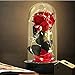 Produktbild ucho Beauty und The Beast Rose, enchanted Rose Rot Seide Rose mit LED-Licht Fallen Petals in Glaskuppel auf einen hölzernen Boden Beste Geschenk für Valentinstag Hochzeit Jahrestag Geburtstag, Home Urlaub Party