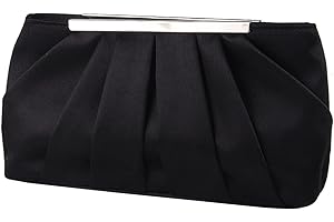 Jywmsc Borsa da sera in raso da donna Elegante pochette da sera plissettata in raso per donna Borsa da sposa in argento